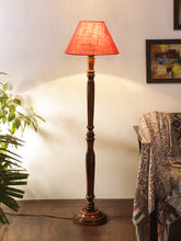 Pink Jute Conical wooden floor lamp